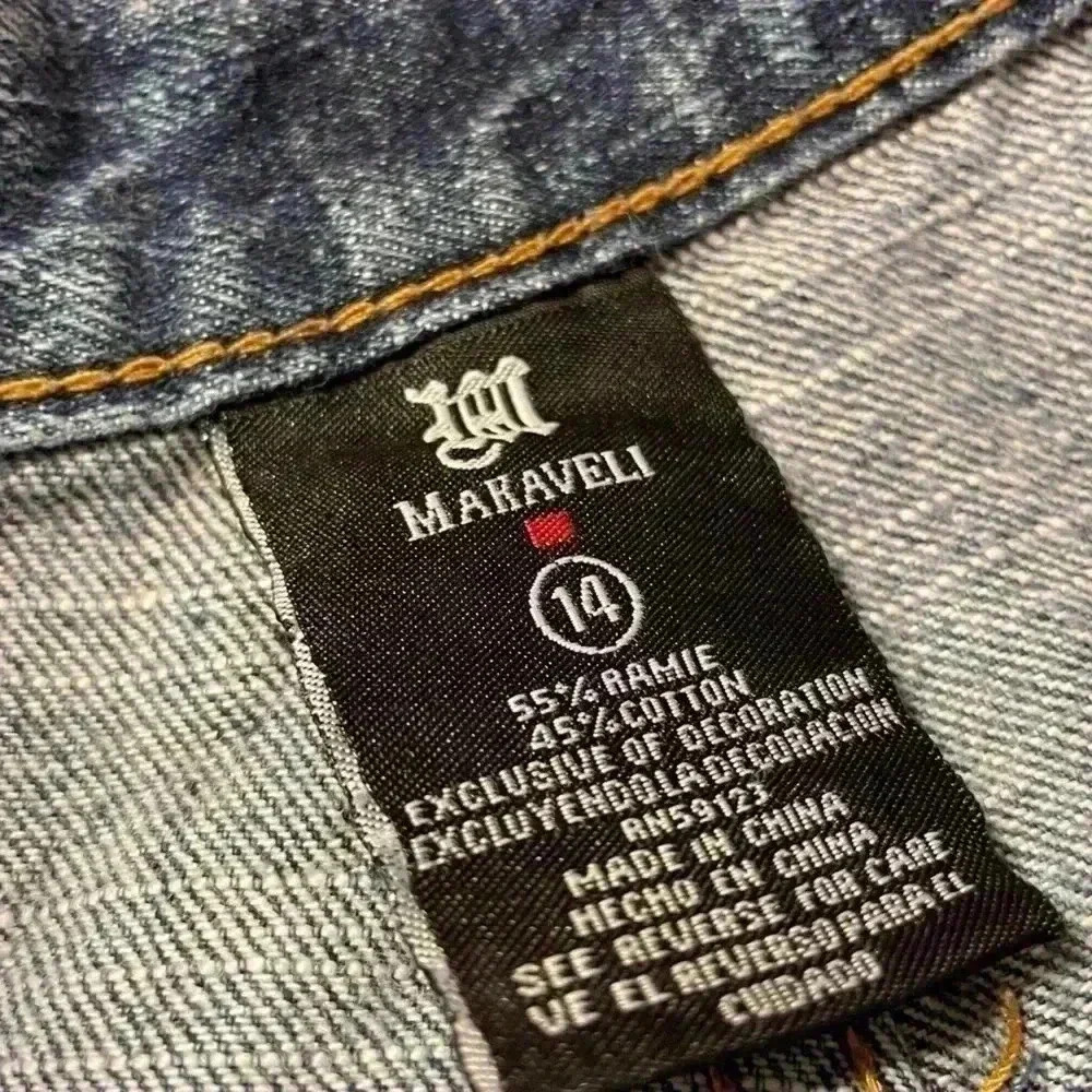 VTG MAKAVELI Brand Tupac Denim Jeans Rap Portrait Logo 90s 2Pac Size 14 wide leg - Picture 9 of 16